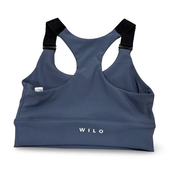 WILO Australia Ribbed Sports Bra Blue Gray Women’s Small Thick Adjustable Straps - Picture 2 of 2